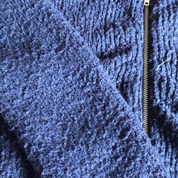 fluffy navy blue AE/aerie zip up cardigan/sweater - Picture 2 of 5